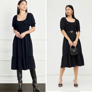 Hill House The Louisa Nap Dress in Wrinkle-Resistant Crepe Black Size XL